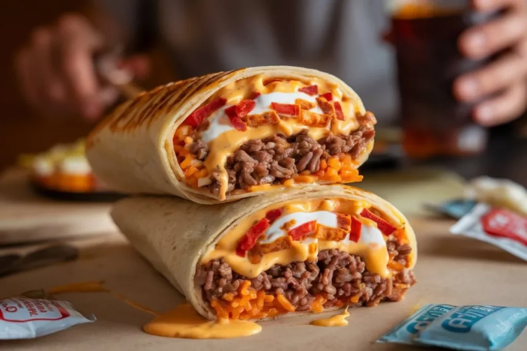 What replaced the beefy melt burrito? Grilled Cheese Burrito featuring seasoned beef, melted cheese, and a golden grilled tortilla