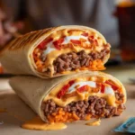 What replaced the beefy melt burrito? Grilled Cheese Burrito featuring seasoned beef, melted cheese, and a golden grilled tortilla
